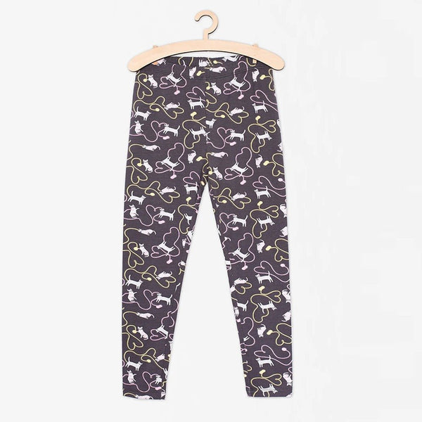 5.10.15 Cats & Hearts Print Dark Grey Legging 14938