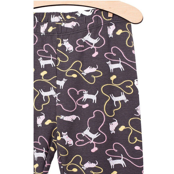 5.10.15 Cats & Hearts Print Dark Grey Legging 14938