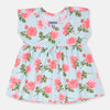 LT Rose Flower Print Aqua Blue Frock 11283