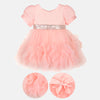 CN Sequin Front Belt Flare Bottom Pink Fancy Frock 10731