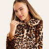 B Full Furr Leopard Print Brown Warm Jacket 11825