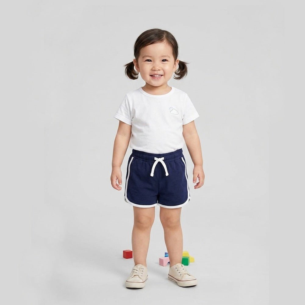 LE White Piping Pique Blue  Terry Short 14746