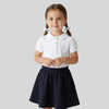 M&M Fancy Button White Plain T-Shirt with Elastic Waist Skirt Dark Blue 2 piece Set 14996