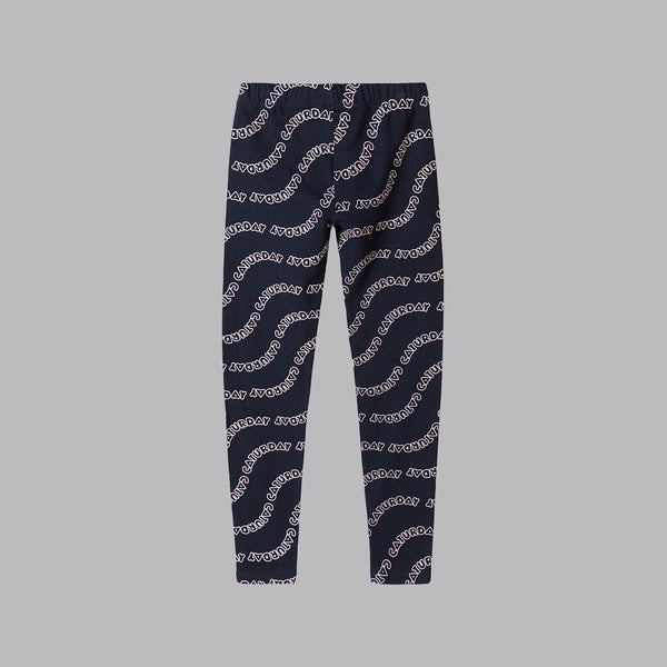 L&S All over Caturday print Navy Blue Terry Legging 14831