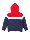 U Color Block Placket Red With Blue Puffer Jacket 11784