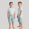 GS Silver Button Cargo Pocket Ocean Blue Cotton Shorts 15039