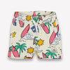 ZM Big Waves Print Palm Tress Cream Terry Shorts 14192