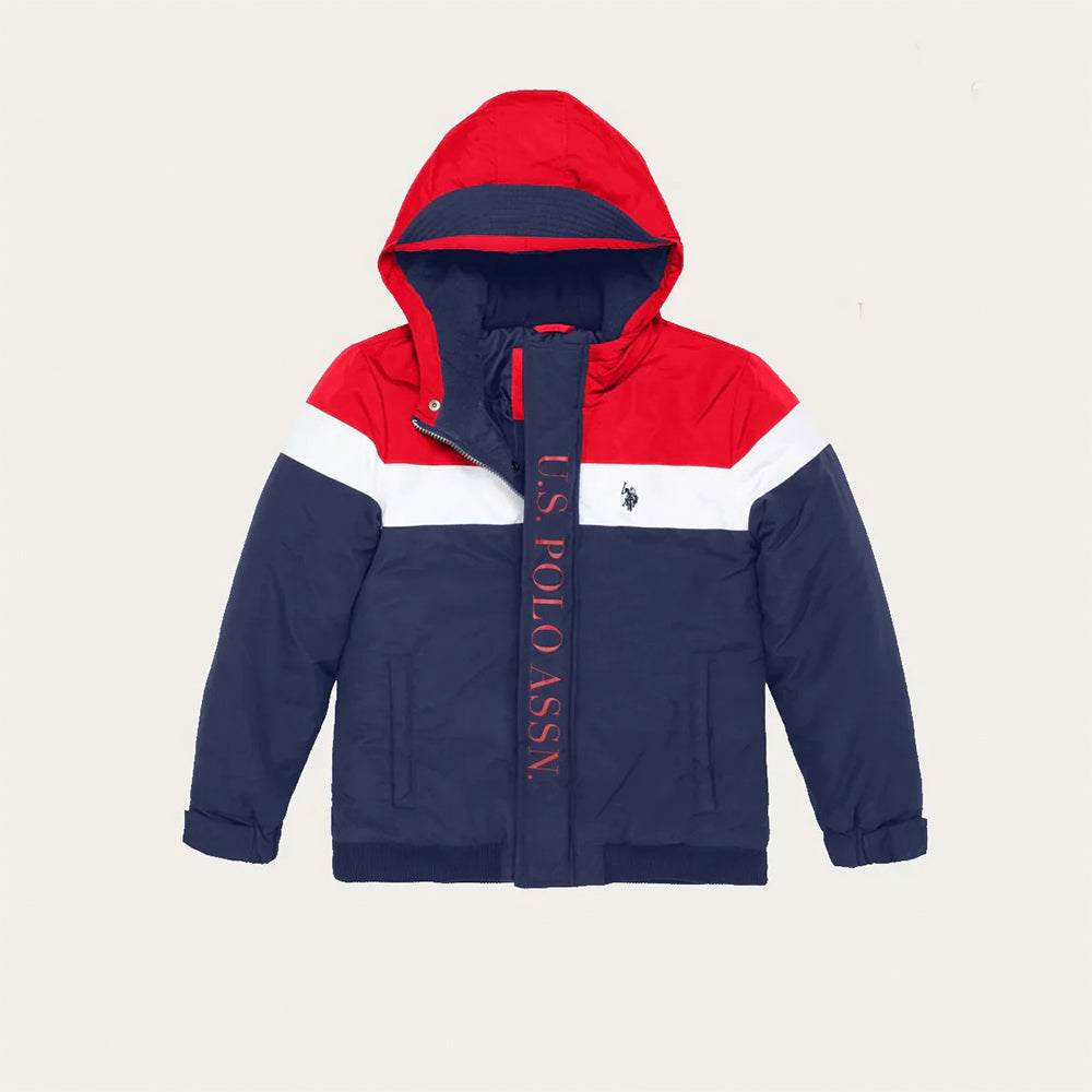 Us Polo Assn Mens Colour Block Puffer Jacket U Color Block Placket