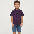 HM All Over Check Purple Casual Shirt 15048