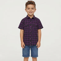 HM All Over Check Purple Casual Shirt 15048