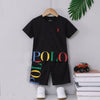 R.L Polo Colour Front  Logo Print Black 2 Piece Short Set  13297