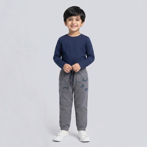 L&S Alphabat and shapes Pockets Dark Grey Joggar Trouser 12773