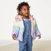 MS Color Block Pink With Lavender Fur Warm Puffer Jacket 11876