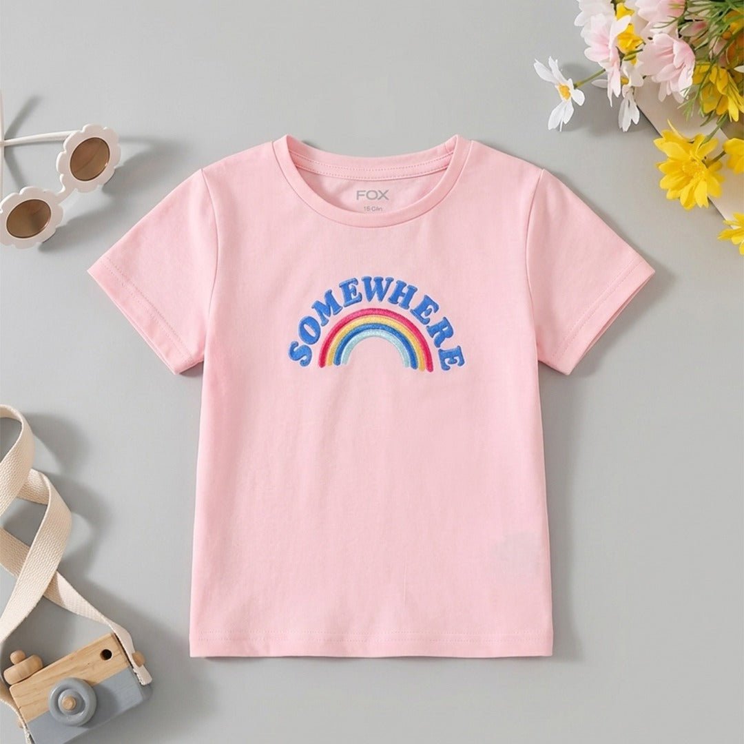 FX Rainbow Embroidered Pink Top 1340