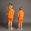 HT Air Club Embroided T-shirt & Zig Zag Cord Shorts Orange 2 Piece Set 14078
