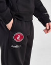 HR Badge Kangroo Pocket Style Black Fleece Hoodie Tracksuit 14262
