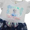 BXD Sequin Style Frozen Foil Print Bottom White With Blue Frock 11631