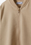 5.10.15 Plain Mock Neck Zipper With Biker Style Terry Trouser Beige Tracksuit 14698