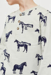 LE Front pocket Horses Print Full Sleeves Khaki Green T-Shirt 14993