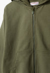 L&S Kangroo Pocket Plain Army Green Terry Zipper Hoodie 14676
