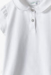 M&M Fancy Button White Plain T-Shirt with Elastic Waist Skirt Dark Blue 2 piece Set 14996