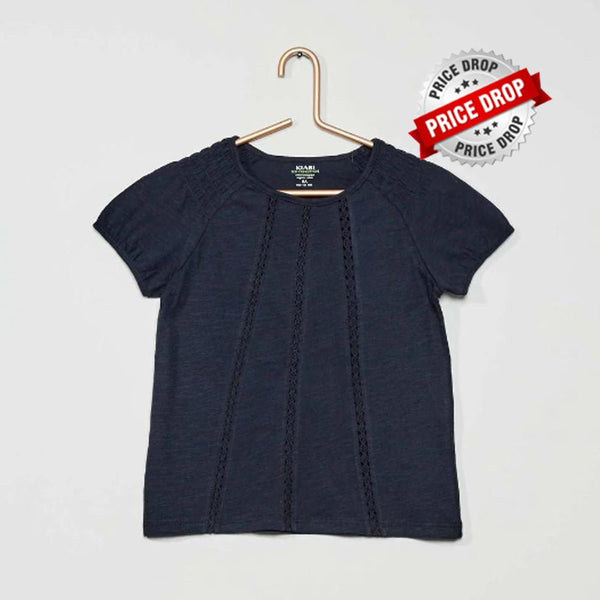 KB Front Lace Style Shoulder Navy Blue Top 4110