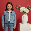 DD All over Mini Hearts Two Pocket Style Mid Blue Denim Jacket 14978