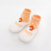 CN Daisy Flower White & Orange Silicon Bottom Socks Shoes 12561