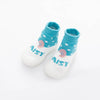 CN Daisy Flower Teal & White Silicon Bottom Socks Shoes 12558