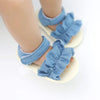 Magic Prewalker Denim Front Frill Style Blue Soft Bottom Sandal 11051