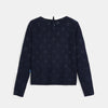 OKD Happy Embroided Collar Shimmring Dots And Blue Sweater 7828