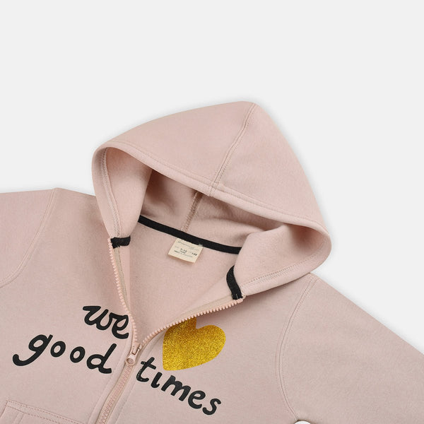 B.X We Love Good Times Light Pink Zipper Hoodie 3431