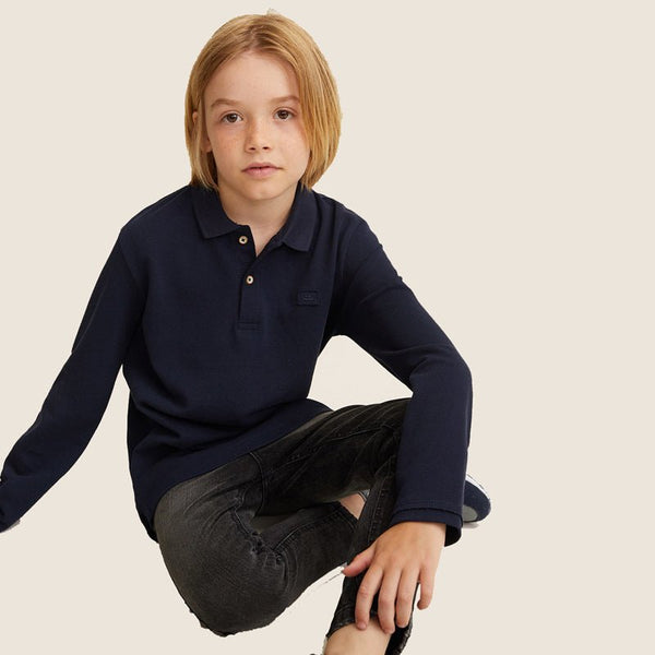 MNG Full Sleeves Navy Blue Polo 505