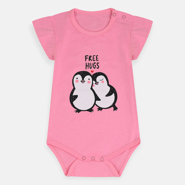 B.X Free Hugs Penguin Pink Body Suit 4242