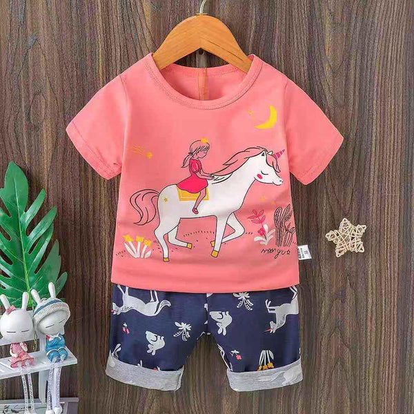 JI Girls On Unicorn Corel 2 Piece Long Nikkar Set 4498
