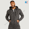 PCK 54C Emprise Logo Textured Grey Zipper Fleece Hoodie 10065