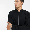 SS Silver Zip Pique Black Zipper Hoodie 10094