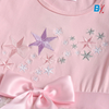VKT All Over Embroided Stars Full Sleeves Pink Frock 10151