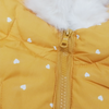 CN Fur Corner Heart Print Mustard Puffer Jacket 10162