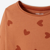 VRB Heart Print Orange Brown Full Sleeves T shirt 10370