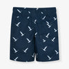 CRT Pigeon Bird Print Navy Blue Cotton Shorts 9138