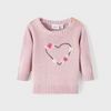 Name It Hand Knit Heart Tea Pink Sweater 10429