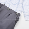B.B Sketch Lines White Shirt & Grey Pant 5 Piece  Set With Bow , Gallace & Cap  10460