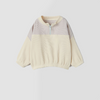 ZR Color Block Loose Style  Cream Thermal Sweatshirt 10474