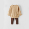 ZR Contrast Dark Brown Trouser Biscuit Brown Long Shirt Thermal 2 Piece Set 10473