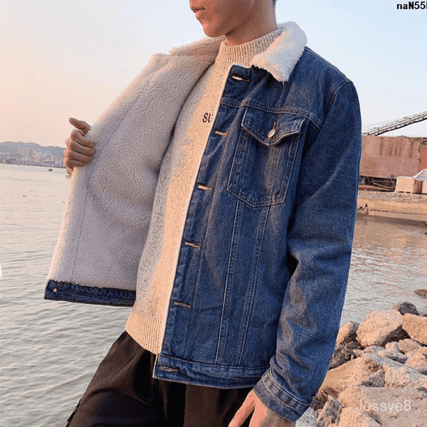 SM London Full Fur Blue Denim Jacket  10485