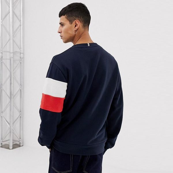 J&J Panel Stripe Navy Blue Sweatshirt 613