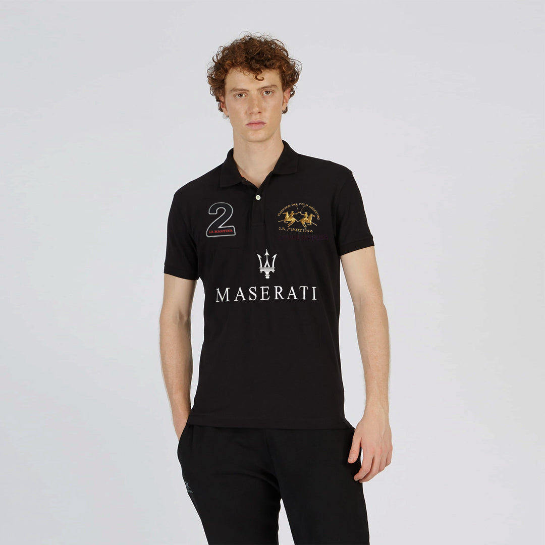 LA Martina Maserati Embroided Black Polo 10690 - Main Image