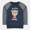 CA We are Family Bear Print Raglan Sleeves Blue Sweatshirt 9776