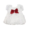 CN Polka Dots White Shiny Organza With Red Bow Frock 11074